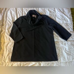 Easy Wear by Chico’s Black Cowl Neck 3/4 Length Sleeve Top - Size 3 (XL)